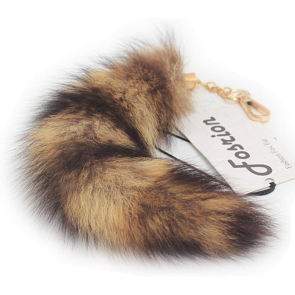 ⚡Natural Raccoon Real Fox Tail Fur Key chain Clasp Fashion Charm Cosplay Toy